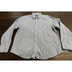 Untuckit button Shirt Mens Large light Blue Plaid Lightweight long sleeve